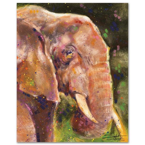"Elephant" Limited Edition Giclee on Canvas by Stephen Fishwick, Numbered and Si