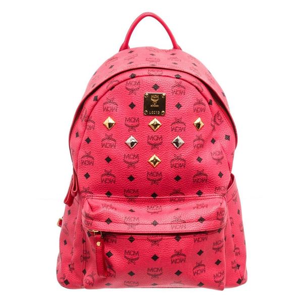 MCM Pink Canvas Backpack