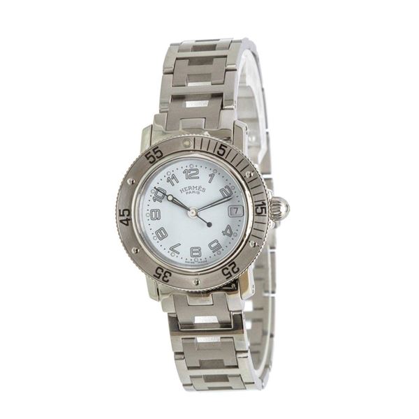 Hermes Stainless Steel White Clipper Watch