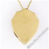 Image 6 : Vintage 14kt Yellow Gold 0.40 ctw Diamond Hand Etched Shield Pendant Necklace