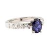 Image 1 : 2.10 ctw Blue Sapphire And Diamond Ring - 14KT White Gold