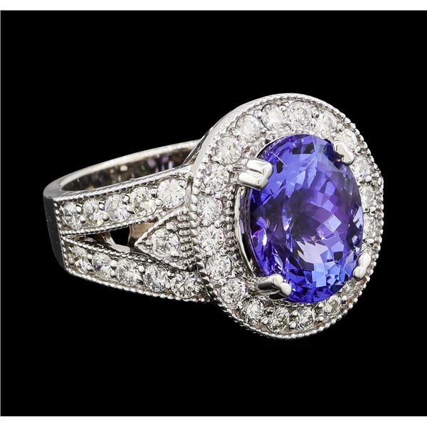 5.46 ctw Tanzanite and Diamond Ring - 14KT White Gold