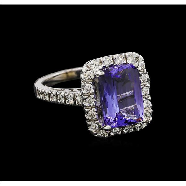 4.03 ctw Tanzanite and Diamond Ring - 14KT White Gold