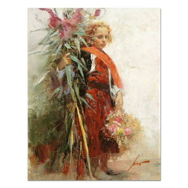 Pino (1939-2010), "Flower Child" Artist Embellished Limited Edition on Canvas, A