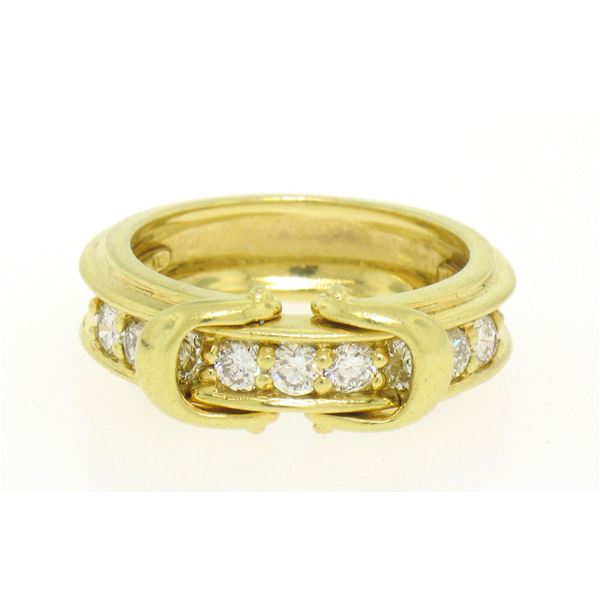 Jose Hess 18kt Yellow Gold 0.75 ctw Diamond Dual Buckle Band Ring