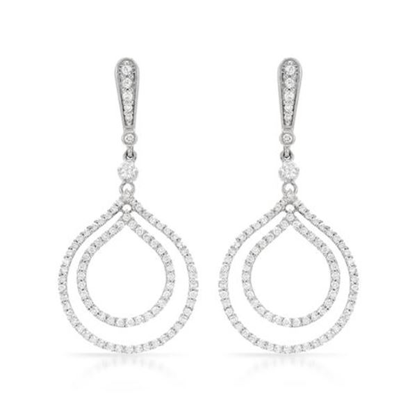 14k White Gold 1.23CTW Diamond Earrings, (SI3/G)