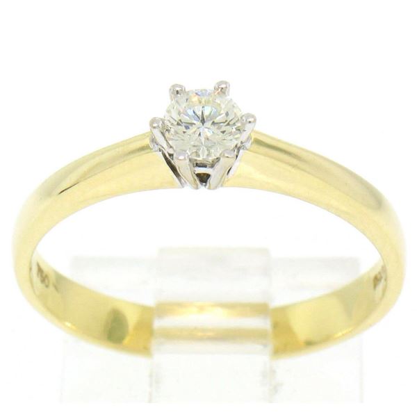 Atasay 18kt Yellow and White Gold Round Diamond Solitaire Engagement Ring