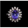 Image 2 : 4.35 ctw Tanzanite and Diamond Ring - 14KT White Gold
