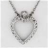Image 2 : Antique 14k White Gold 1.00 ctw Single Cut Diamond Open Heart Pendant Necklace
