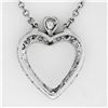 Image 5 : Antique 14k White Gold 1.00 ctw Single Cut Diamond Open Heart Pendant Necklace