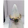 Image 2 : Ladies 14K G.P. Peridot Solitaire Style Gemstone ring with side CZ stones