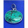 Image 1 : NEW Turquoise Gemstone .925 Silver Plated Pendant - approx 1 inchÂ 