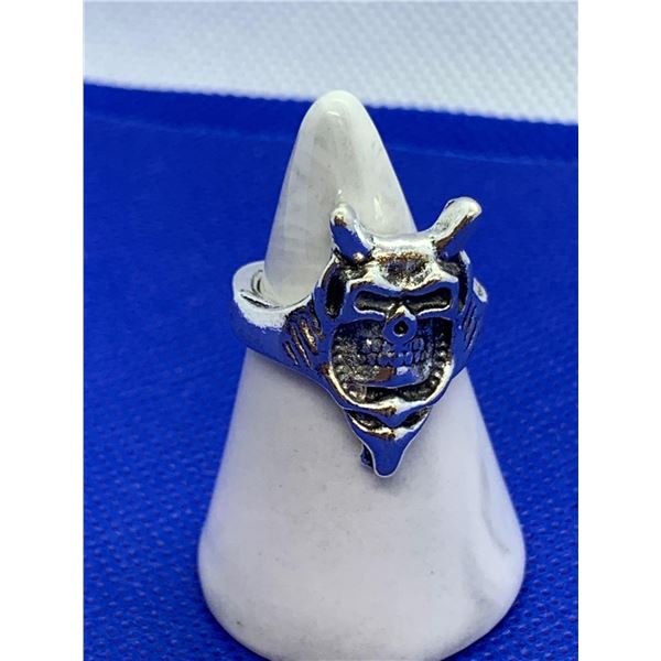 Sterling Silver bikers Skull Ghost Ride Ring - size 9-10