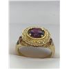 Image 1 : Gents 10 K Gold 1.32 Carat Round Cut Oval Garnet Solitaire with side diamonds - appraised $ 5800.00