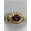 Image 3 : Gents 10 K Gold 1.32 Carat Round Cut Oval Garnet Solitaire with side diamonds - appraised $ 5800.00