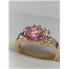 Image 1 : Ladies 14K Gold G.P. Brilliant Cut Pink Ice Solitaire Ring - size 7.5