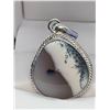 Image 1 : NEW Large Dendrite Opal Gemstone pendant .925 silver plated - approx 1 inch across