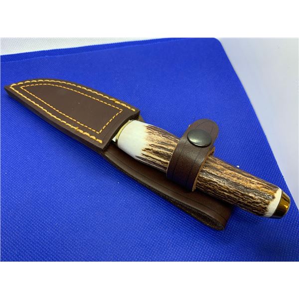 NEW Ruko Antler Handled fixed blade hunting knife with sheath