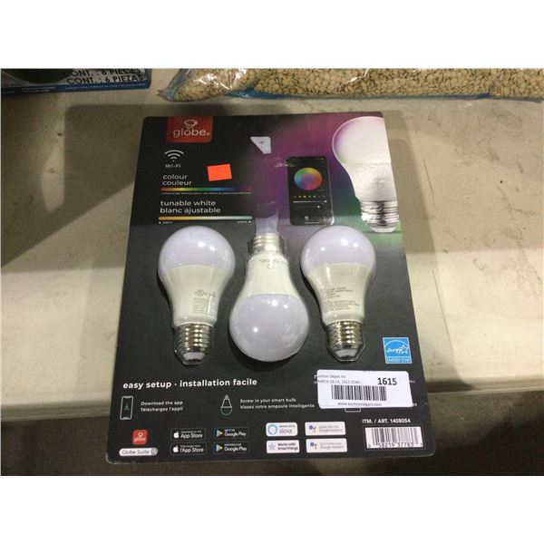 Globe Wi-Fi A19 Color Changing Tunable LED Bulbs in White 3-Pack