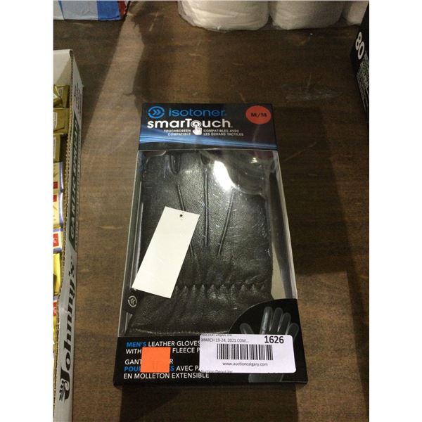 Isotoner Mens Smartouch Stretch Leather Gloves - M/M