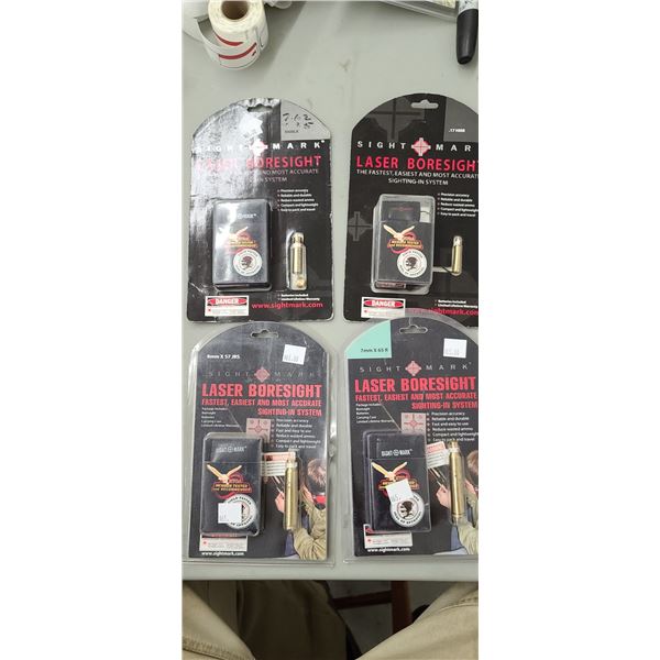 SIGHT MARK LASER BORESIGHT QTY 4. SIZES: 300BLK, 8MMX57JRS, 7MMX6.5R, .17H Total retail $270