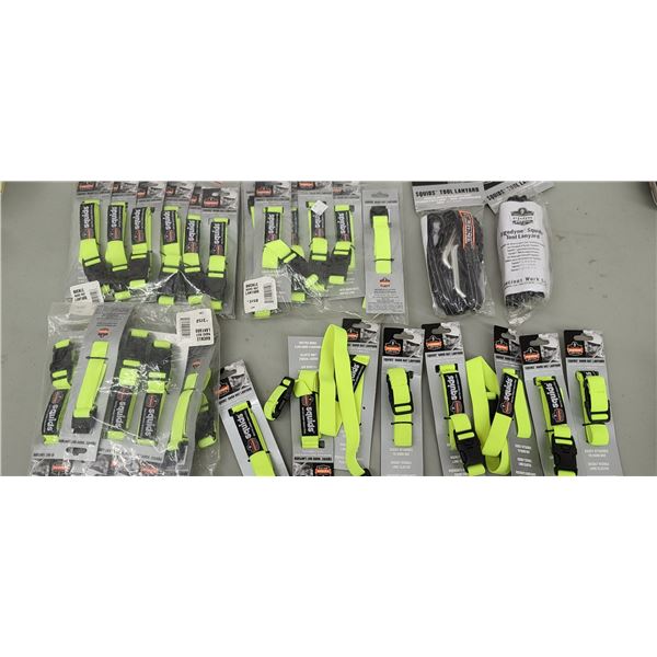 SQUID HARD HAT LANYARDS ROUGHLY QTY 40 PLUS TOOL LANYARDS QTY 2. RETAIL VALUE $600