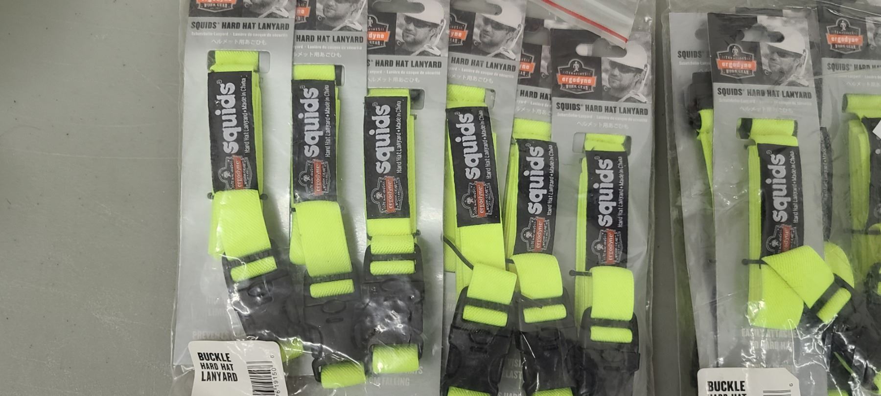 SQUID HARD HAT LANYARDS ROUGHLY QTY 40 PLUS TOOL LANYARDS QTY 2. RETAIL