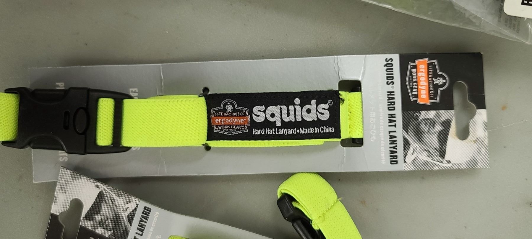SQUID HARD HAT LANYARDS ROUGHLY QTY 40 PLUS TOOL LANYARDS QTY 2. RETAIL