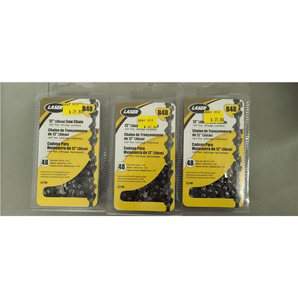 LAZER 12" SAW CHAIN B48 QTY 3 3/8 P PITCH -0.050 $78