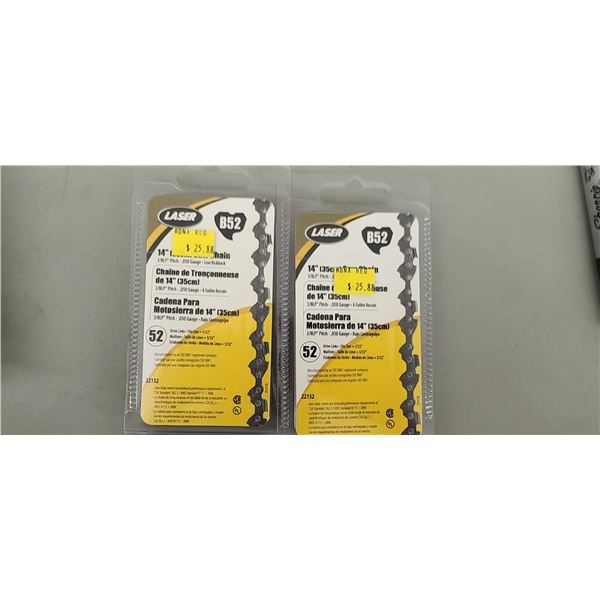 LAZER 14" SAW CHAIN 3/8 PITCH B52 QTY 2 $52