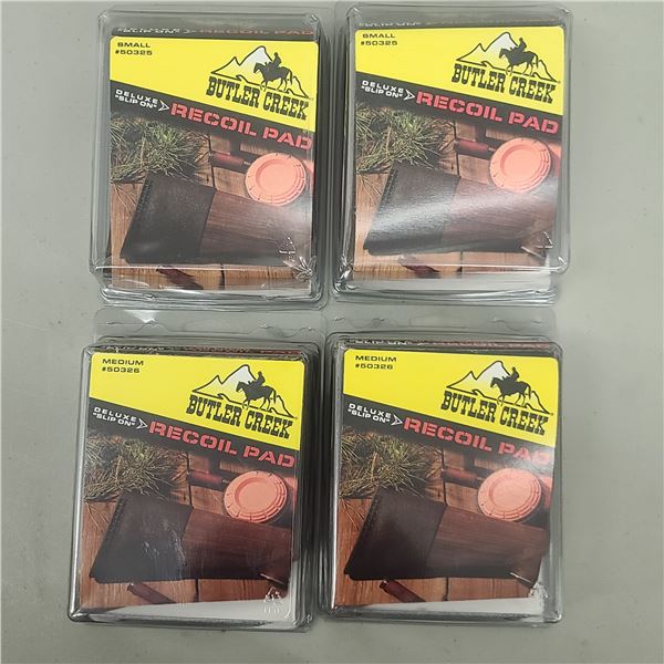 BUTLER CREEK RECOIL PADS SMALL QTY 2 MED QTY 2. RETAIL VALUE $160