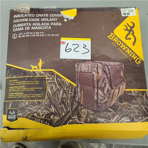 BROWNING INSULATED CRATE COVER FOR DOG. 34"L 22"W X 28.5"H LARGE retails $190