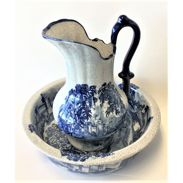 Wash Basin and Pitcher, 11" height and 13" diameter