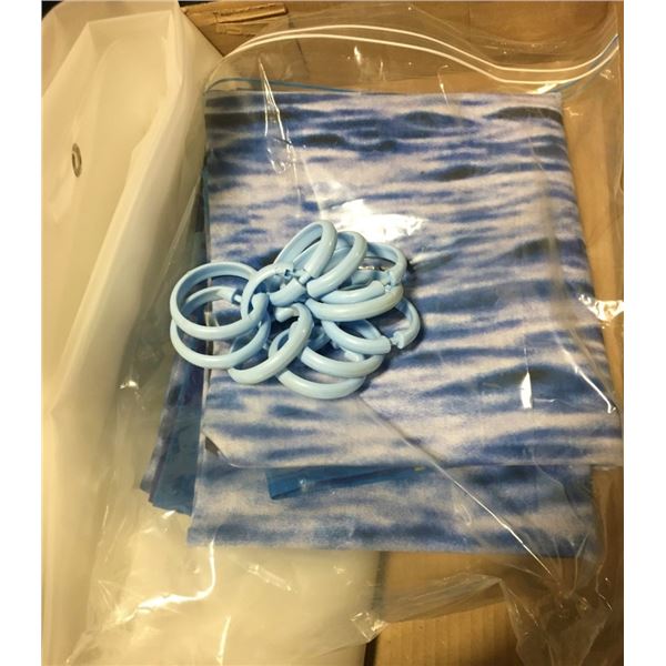 Dolphin Shower Curtain + Liner (Clear) + Loops (Blue)