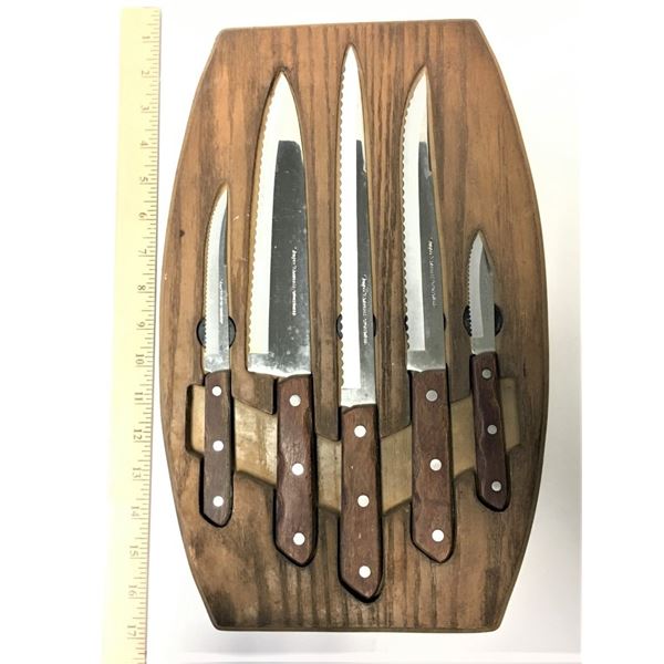 5 Pcs Knives Set in Wood Holder - Wear Ever Knives that won't wear out