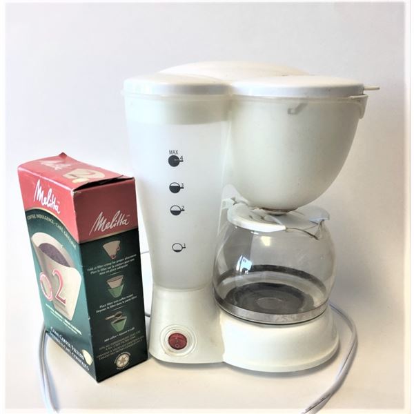 Coffee Maker (White) + Filters                                                Works