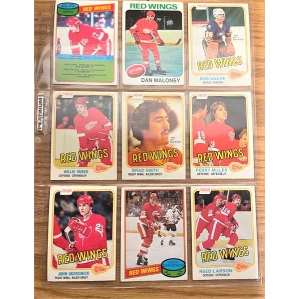 14 Hockey Cards 1970s/1980s Red Wings (Incl. Peter Mahovlich)