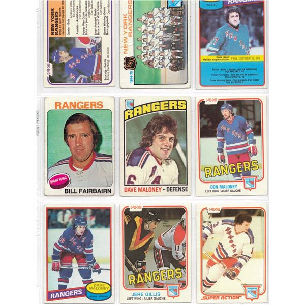 26 Hockey Cards 1970s/1980s Rangers (Incl.Phil Esposito)