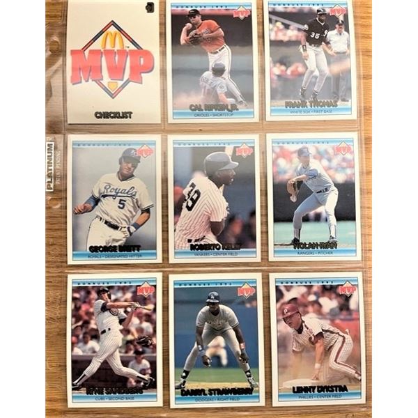 33 Baseball Cards McDo MVP 1992 Set # 1 (Incl. Cal Ripken Jr)