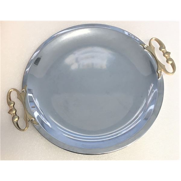 Silver Tray with Brass Handles