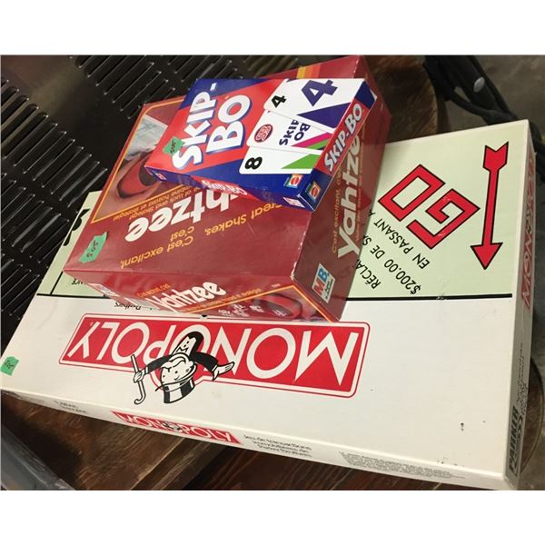 Games (Monopoly, Yahtzee, Skipbo)
