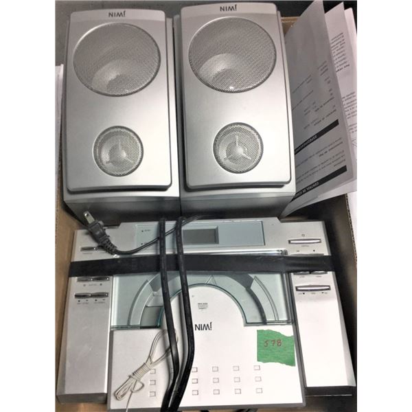 Jwin Compact Disc Player/Remote Works if door is kept Close, AND Jwin Speakers  Qty 2  Works