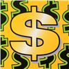Image 2 : Steve Kaufman (1960-2010) "Dollar Sign (Yellow Background)" Original Serigraph on Canvas