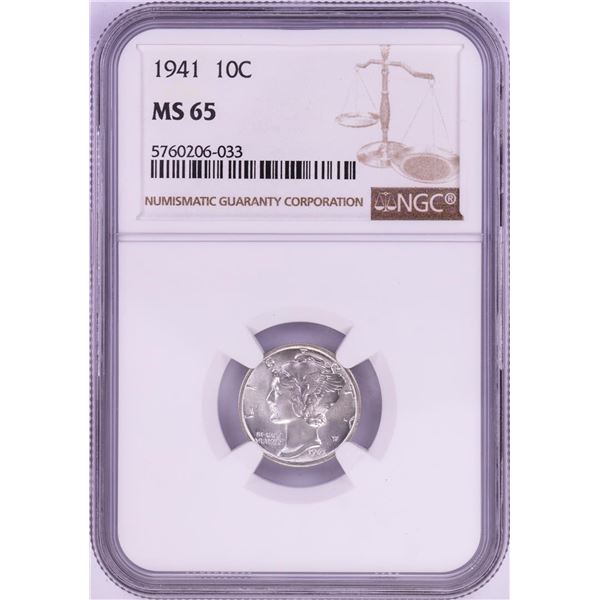 1941 Mercury Dime Coin NGC MS65