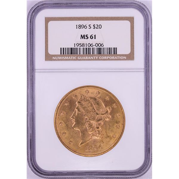 1896-S $20 Liberty Head Double Eagle Gold Coin NGC MS61
