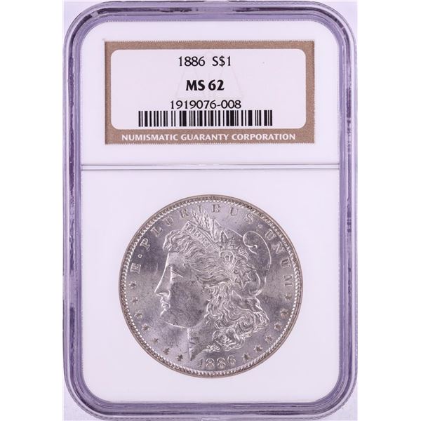 1886 $1 Morgan Silver Dollar Coin NGC MS62