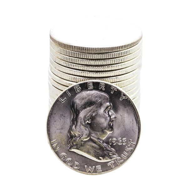 Roll of (20) Brilliant Uncirculated 1963 Franklin Half Dollar Coins