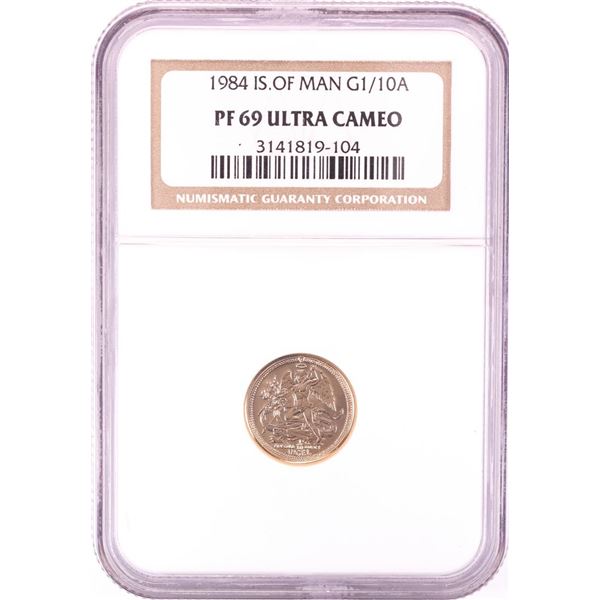 1984 Isle of Man Proof 1/10 oz. Gold Coin NGC PF69 Ultra Cameo