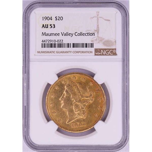 1904 $20 Liberty Head Double Eagle Gold Coin NGC AU53