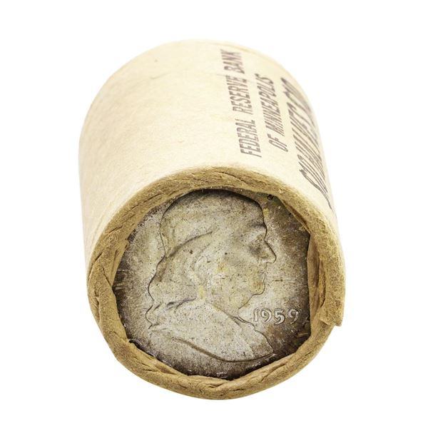 Original Bank Wrapped Roll of (20) Brilliant Uncirculated 1959-D Franklin Half Dollar Coins
